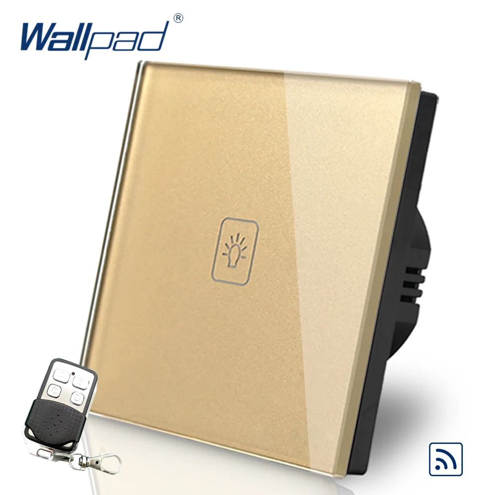 1 клавиша Диммер дистанционный переключатель Wallpad с золотым стеклом беспроводной