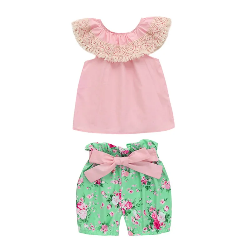 2018 летняя одежда для малышей платье с кисточками девочек кружевные топы +