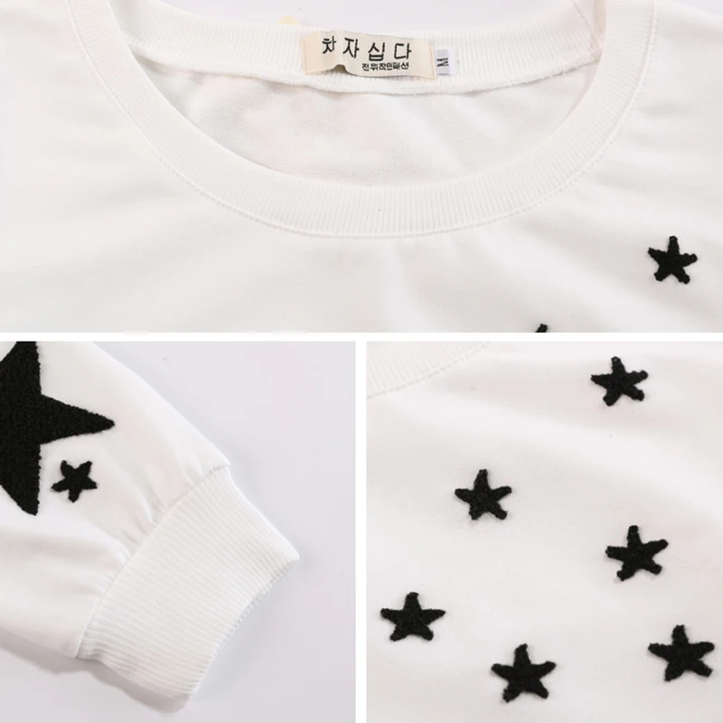 

shintimes 2020 Autumn Casual Pentagram Embroidery Hoodies Women Long Sleeve Fashion Loose Cotton Sweatshirt Tops Polerones Mujer