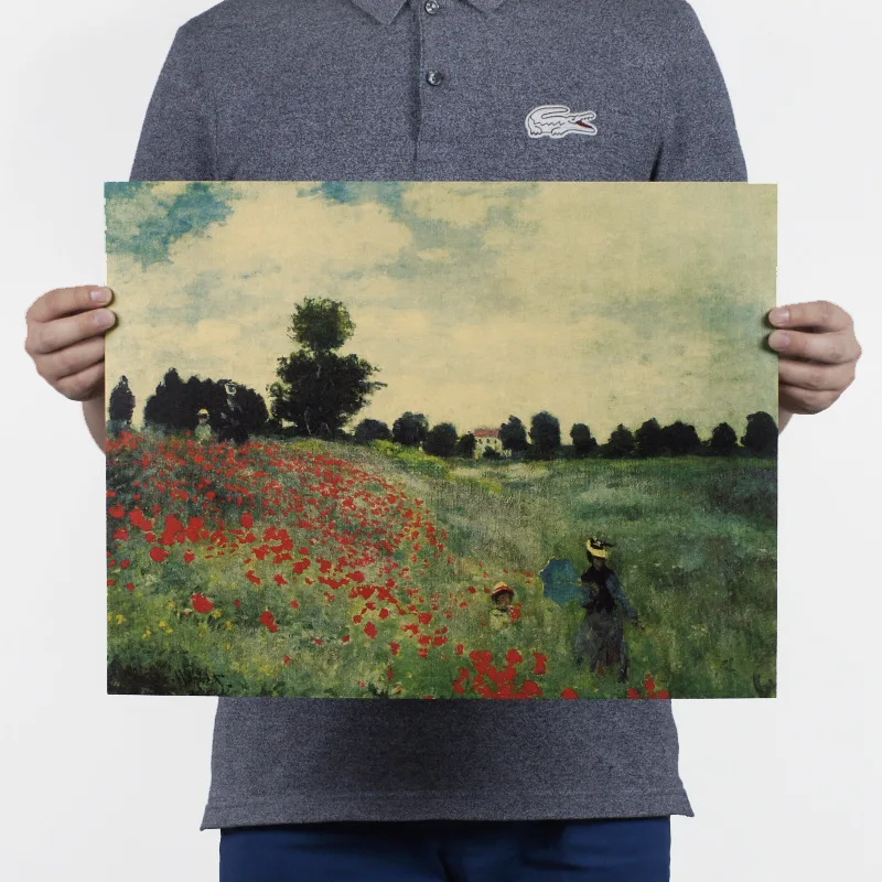 Monet Wild Poppy/ностальгическая ретро картина маслом/постер из крафт бумаги|kraft paper