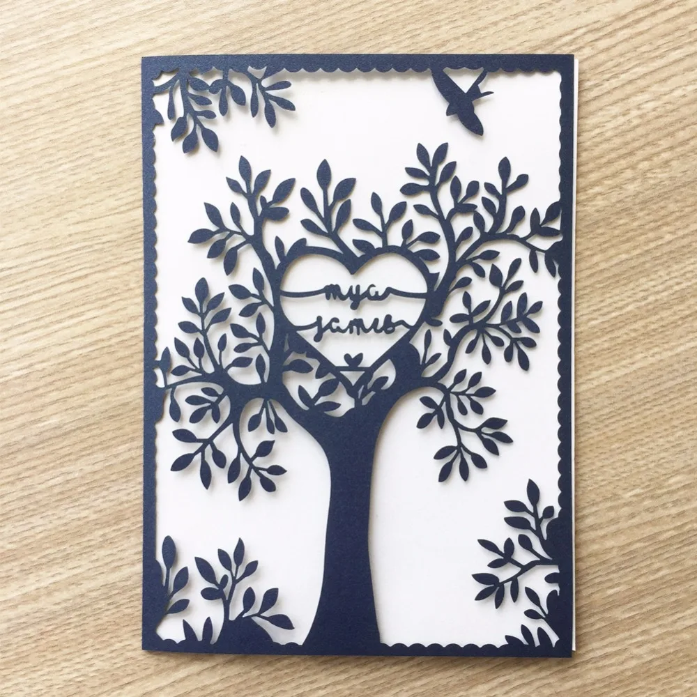 20 шт./лот лазерная резка дерева узор свадебное приглашение открытка