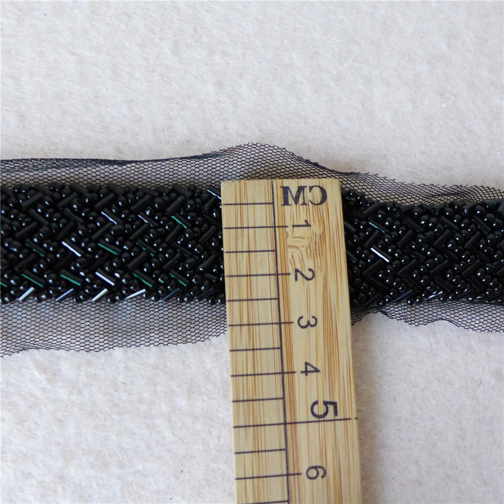 Кружево для свадебного платья черное Сетчатое отделка со стразами с отделкой из