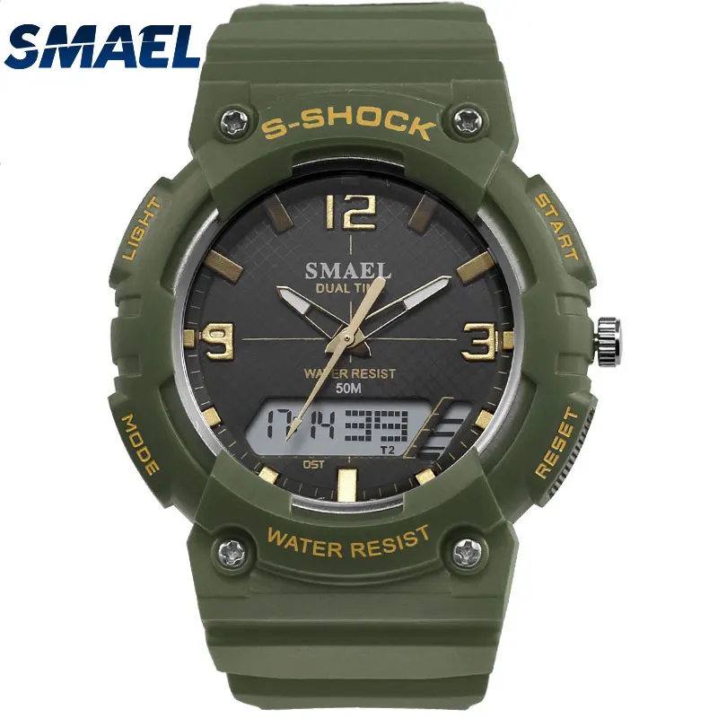 Мужские кварцевые часы с большим циферблатом и светодиодной подсветкой |