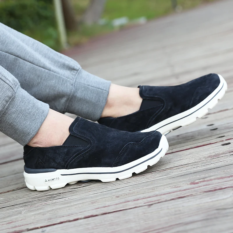 Новый Для мужчин женщин Кроссовки Leather Slip-On воздухопроницаемая комфортная обувь