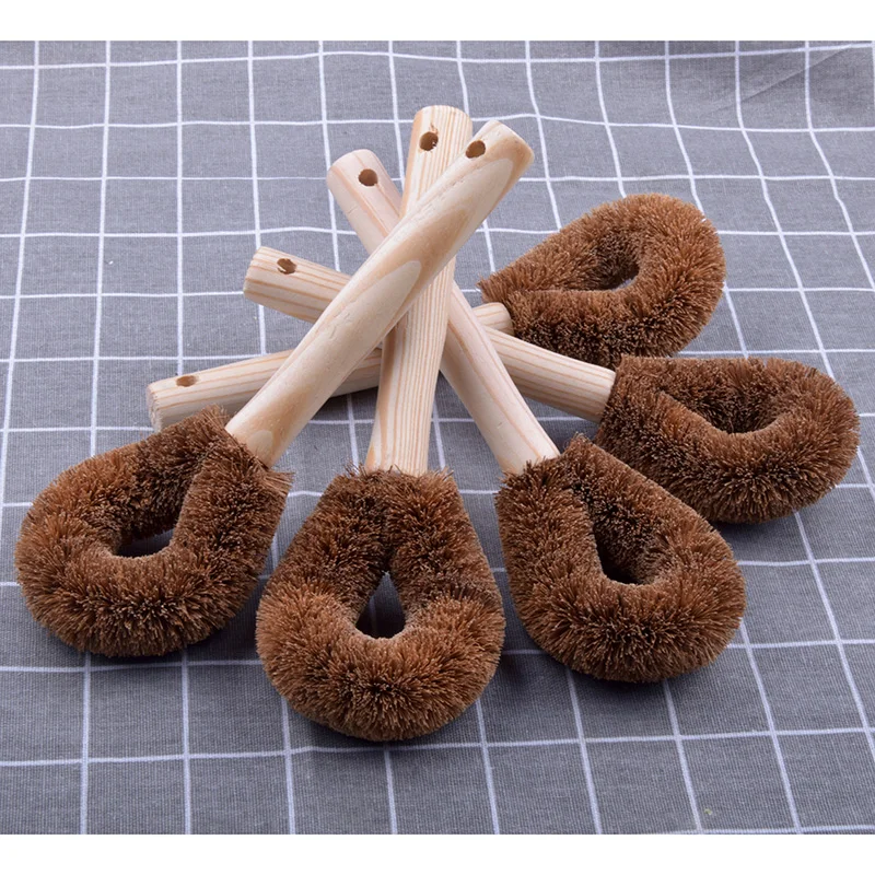 Кухня с длинной ручкой горшок щетка Coir кокосовое волокно чашка чайник кружки щетка для чистки с крюком