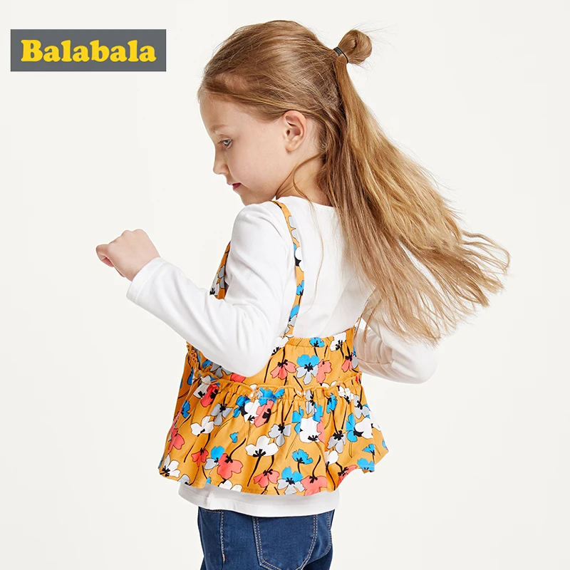 Balabala/детская одежда Хлопковая Футболка для девочек Сезон осень Новинка 2019 года