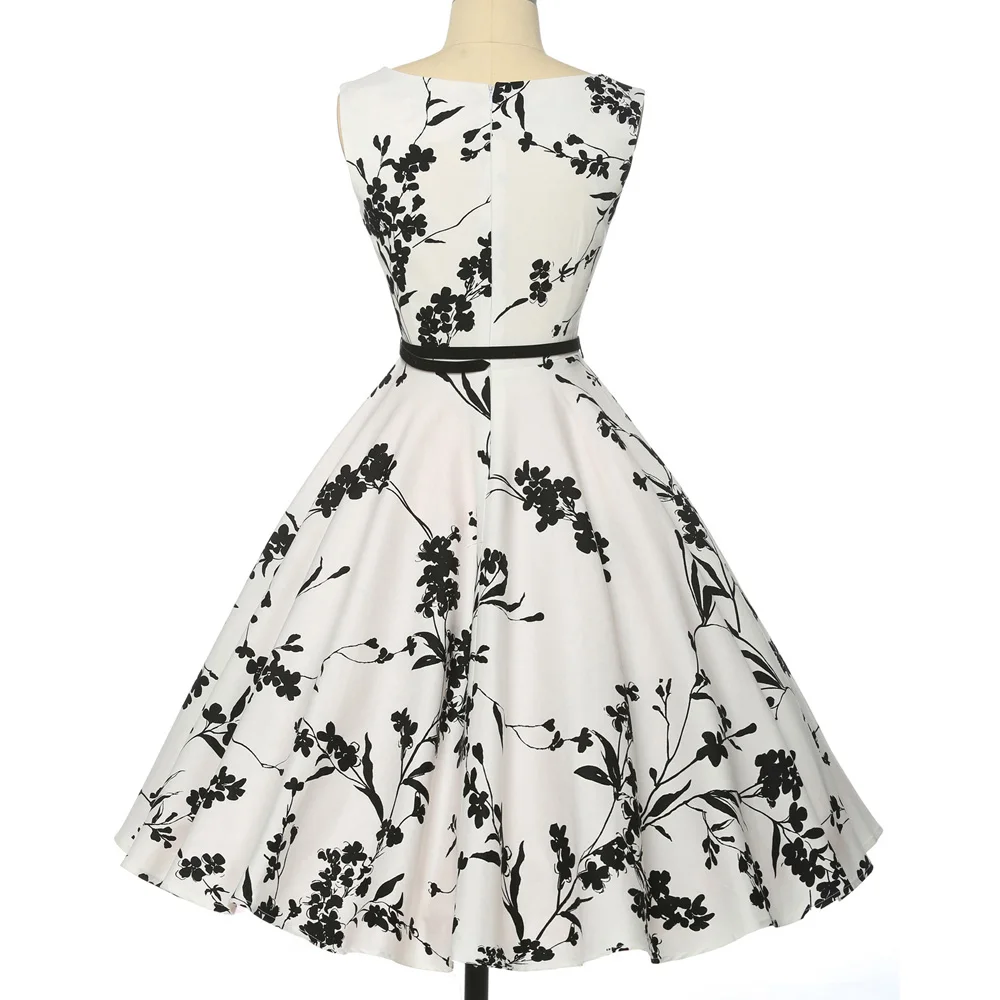 Женское винтажное платье в стиле Хепберн Grace Karin черное с цветочным принтом ретро