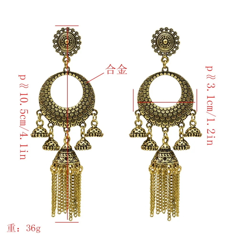 Индийские ювелирные изделия женские серьги с длинной кисточкой антикварные