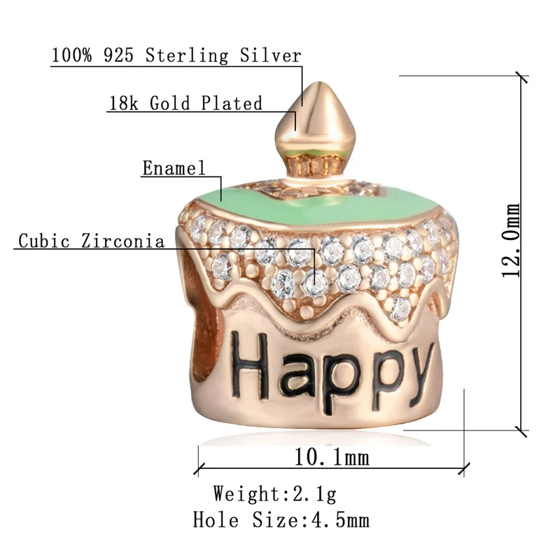 Sambaah капкейк сердечко очарование с кристаллом стерлингового серебра 925 днем