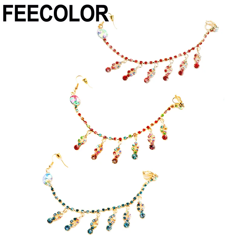 FEECOLOR индийские ювелирные изделия цепь на нос клип Танец живота Костюм красочные