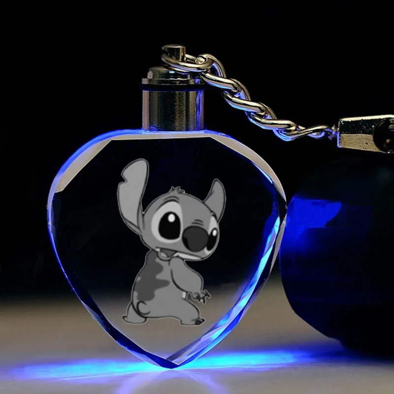 Disney стежка брелоки в форме сердца кристалл мультфильм брелок LED кулон подарок на день рождения ключ кулон - Цвет: i