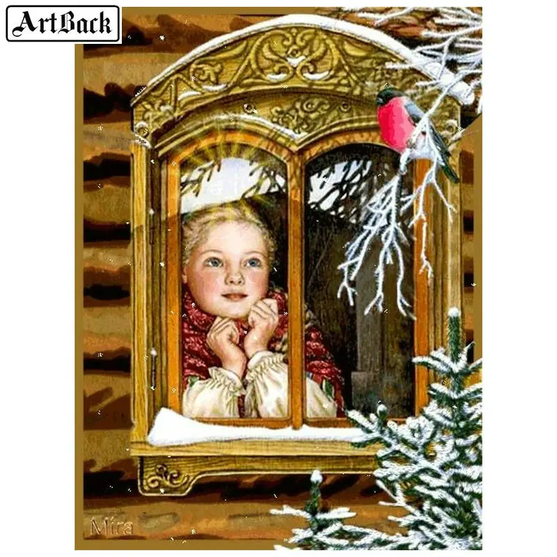 Алмазная 5d картина сделай сам со снежной сценой полная вышивка Новое поступление