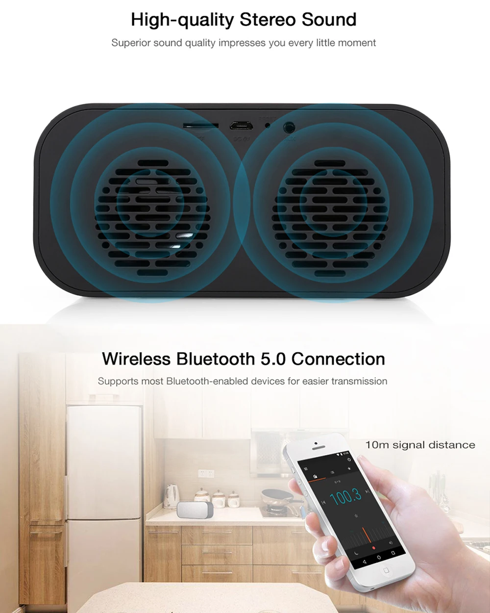 Bluetooth динамик AEC BT501 часы портативный с двойной частотой сабвуфер bluetooth 5 0 выходная