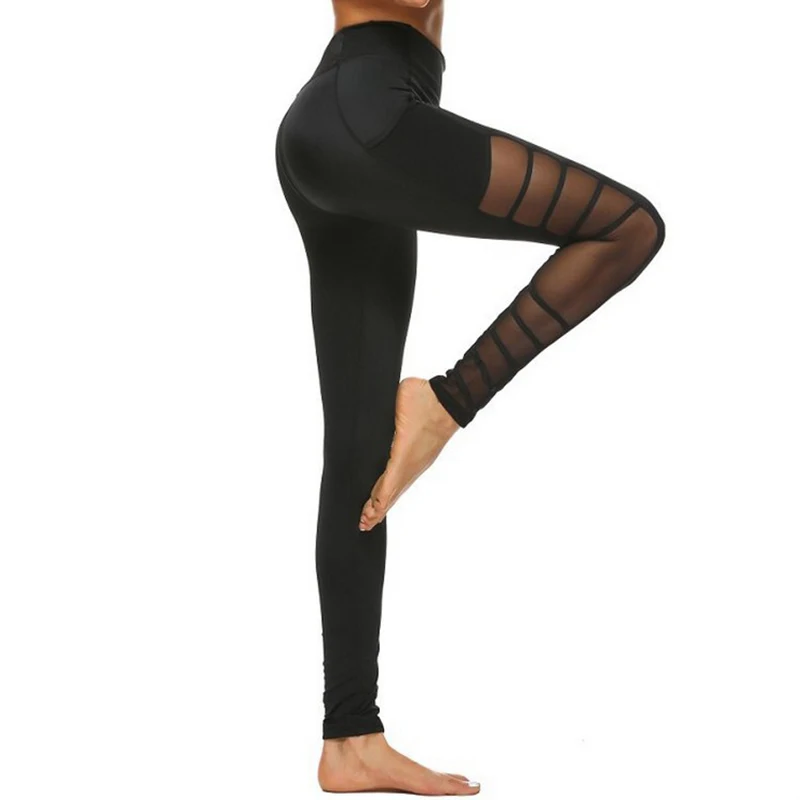 2018 сексуальные сетчатые Лоскутные Спортивные Леггинсы женская одежда для
