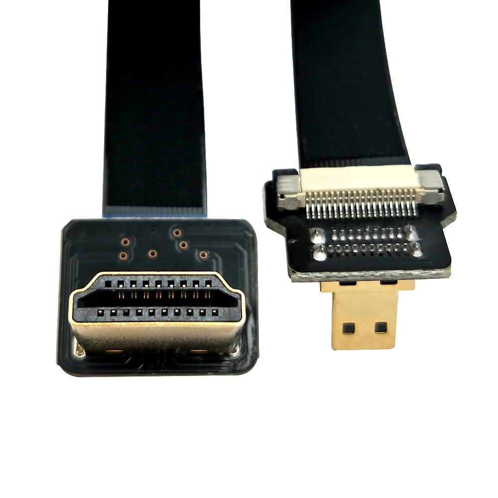 Danspeed Male-Male M/M FPV HDMI type A-Micro HDMI 90 градусов вверх скошенная, плоская тонкий кабель