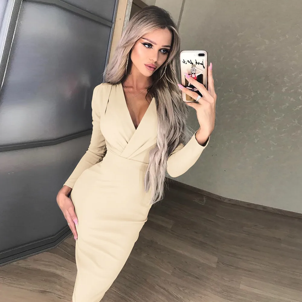 Женская одежда для женщин длинные рукава с глубоким v-образным вырезом запахом и