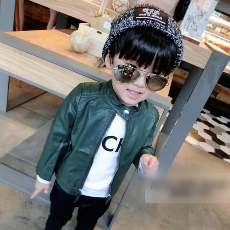 Новая осенне-зимняя детская кожаная куртка модные унисекс дети Пальто для