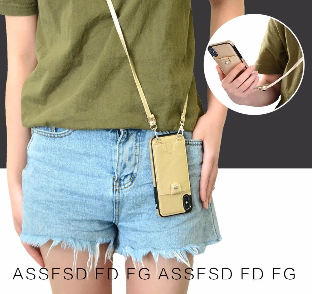 Сумка на цепочке Crossbody с кожаным чехлом для телефона и карманом для карты для iPhone 11 Pro Max 12 12mini 6 7 8 Plus XS MAX XR.