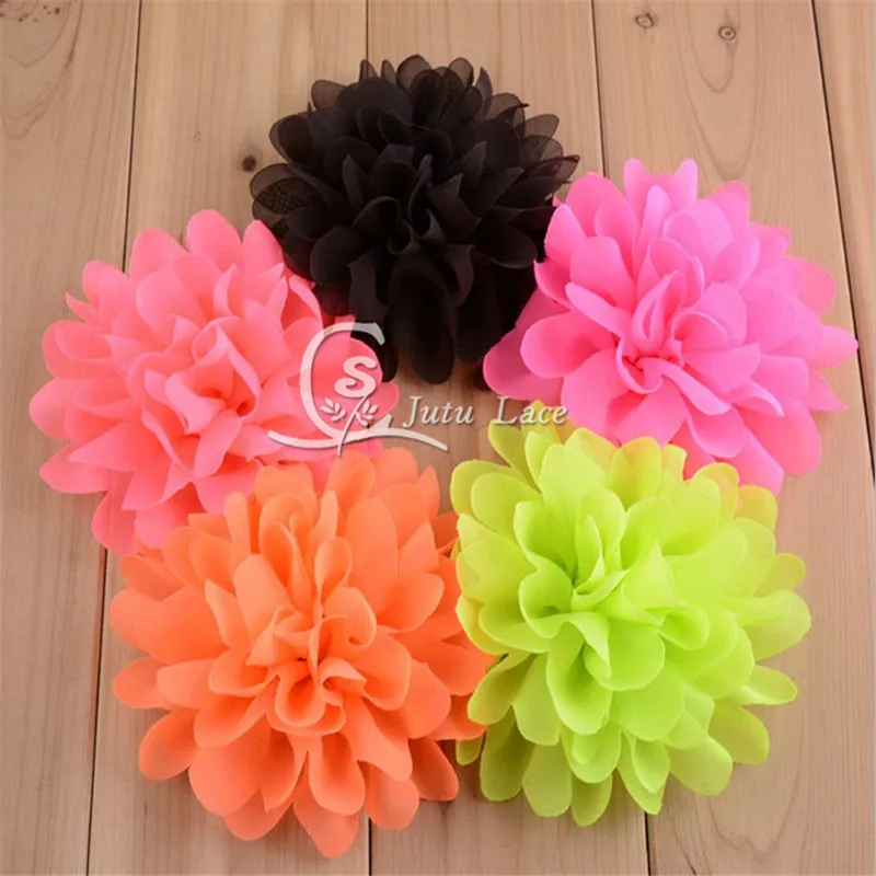 30 шт./лот Шифоновый Цветок для волос раструбный потертый цветок цветов на выбор