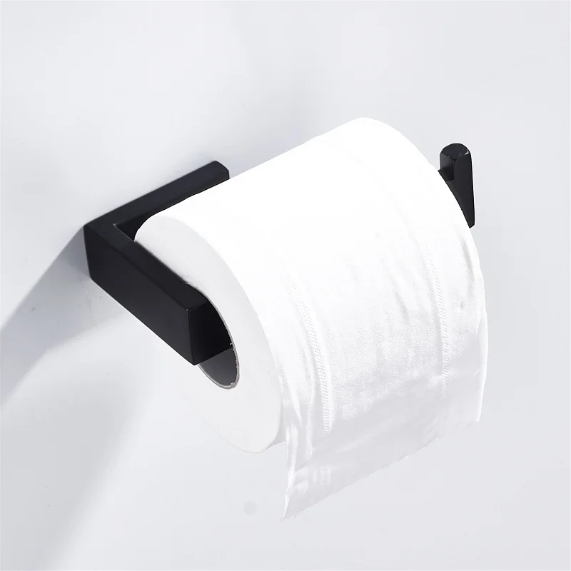 Paper holder Матовый черный набор из 304 нержавеющей стали для ванной комнаты, крючок для халата, полотенце, держатель для туалетной бумаги, аксессуары для ванной комнаты - Цвет: Paper holder