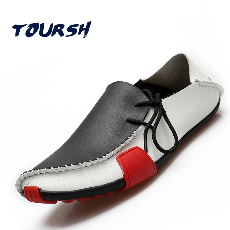 TOURSH/Новинка 2018 года Летняя мужская кожаная обувь мужские мокасины лоферы на