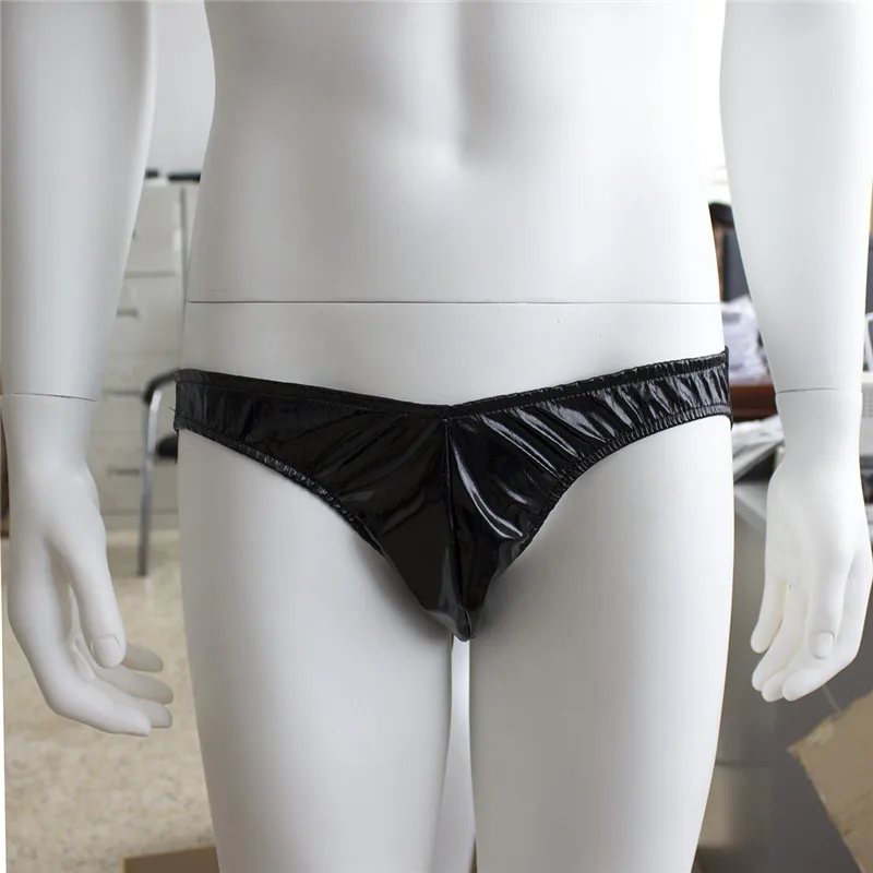 Мужское нижнее белье сексуальные трусы из лакированной кожи мужские с открытой
