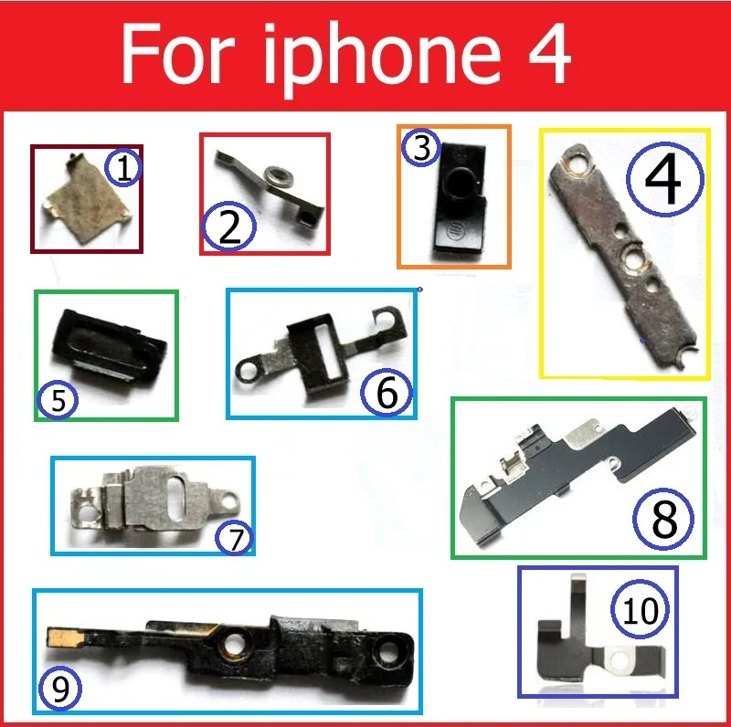 For iphone 4 Розничная, внутренние маленькие металлические железные детали для iPhone 4, 4S, 5, 5c, 5S, 6, 6 S, 7, 8 Plus, X, маленький держатель, кронштейн, защитная пластина, набор деталей - Цвет: For iphone 4
