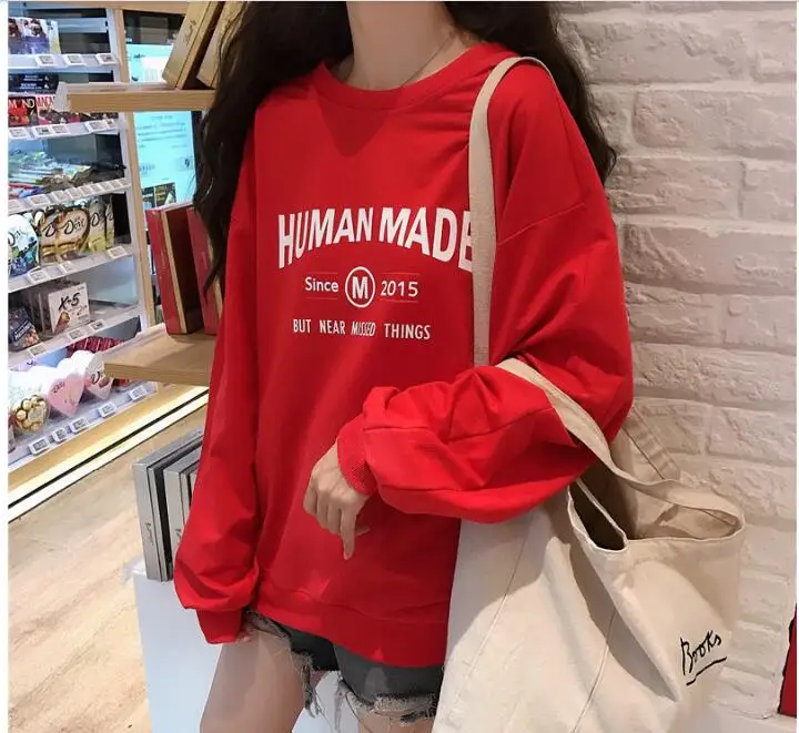 Осенняя Толстовка Femme корейский стиль Ulzzang Harajuku тонкие свободные толстовки женские повседневные Пуловеры с длинными рукавами толстовки Топы