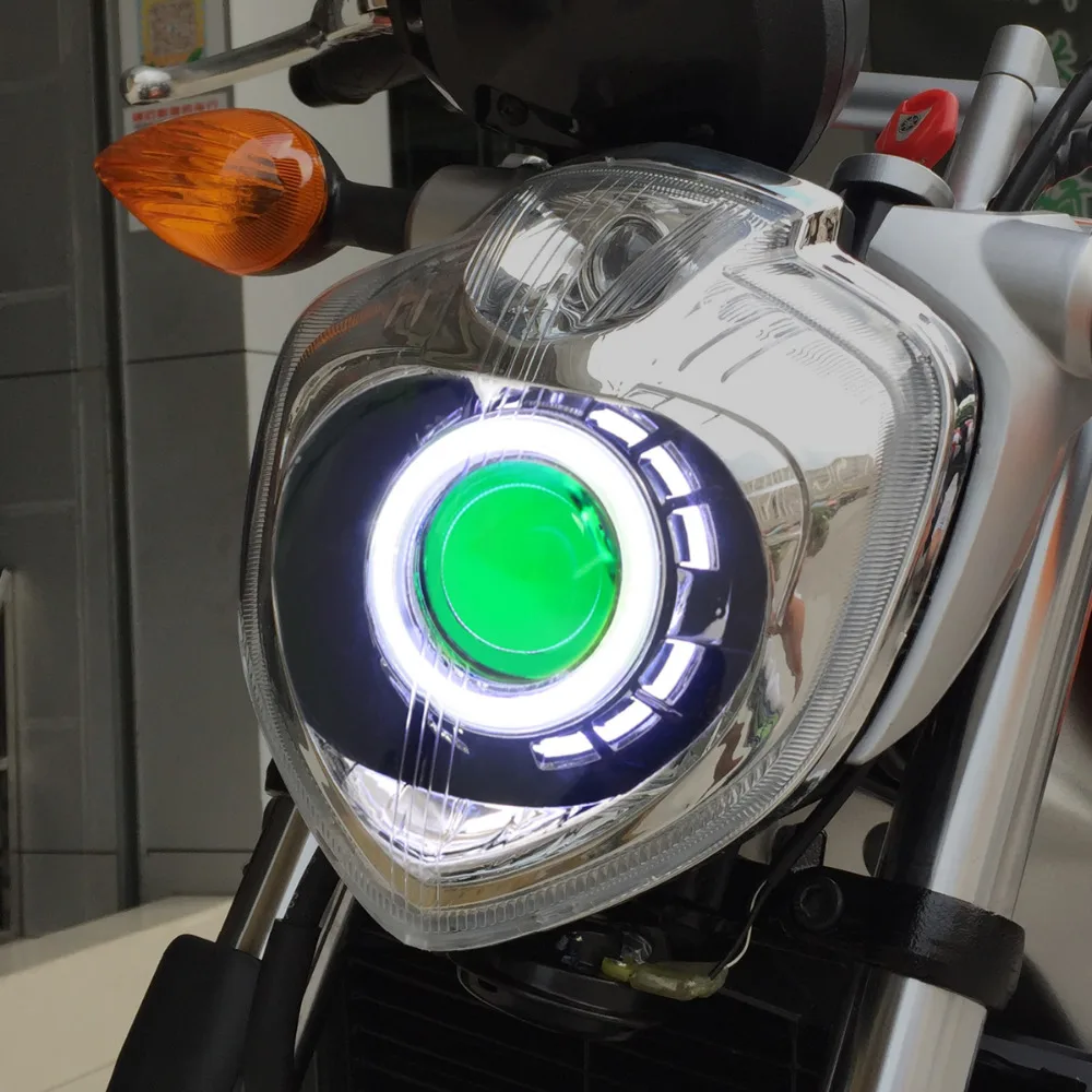 Передние фары KT для мотоцикла Yamaha FZ6N 04 09 Двойной &quotГлаз ангела&quot Глаз демона HID