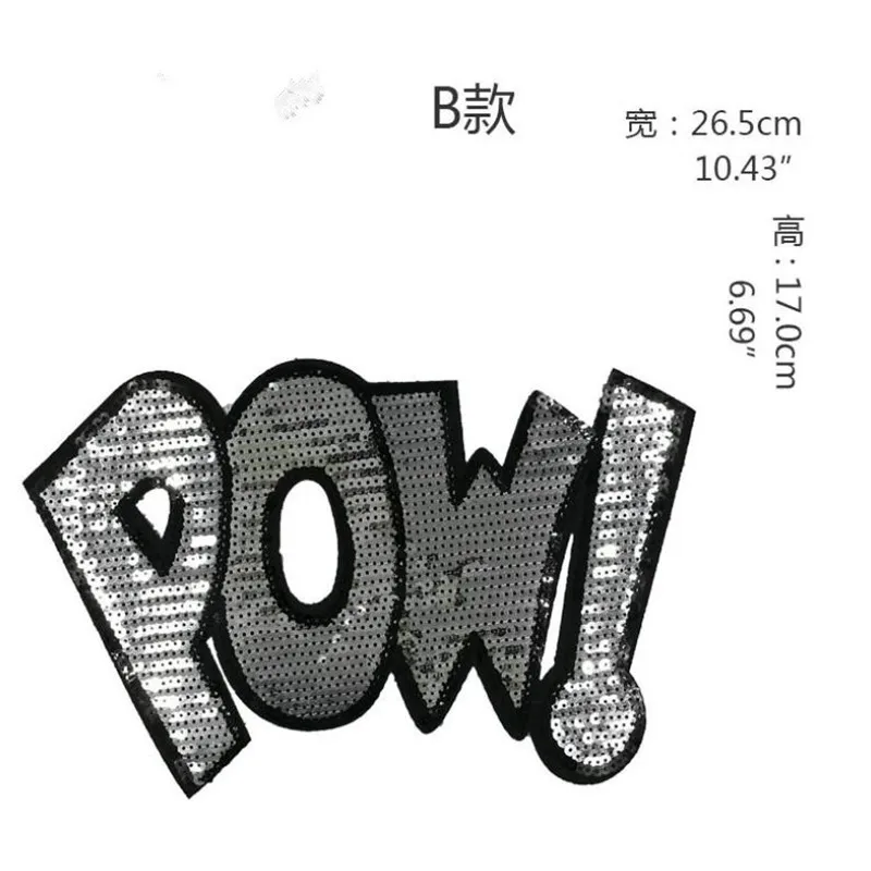 Утюг на патчи для одежды футболка женская 265 мм POW! Блестками Блестки футболка для женщин Diy Топы корректирующие рубашка девушка байкер патч для одежды - Цвет: Antique Copper