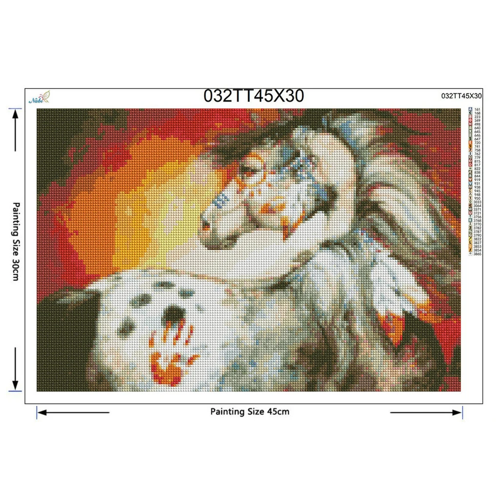 Полный квадратный алмаз вышивка крестиком перья Круглый Алмаз индийские войны