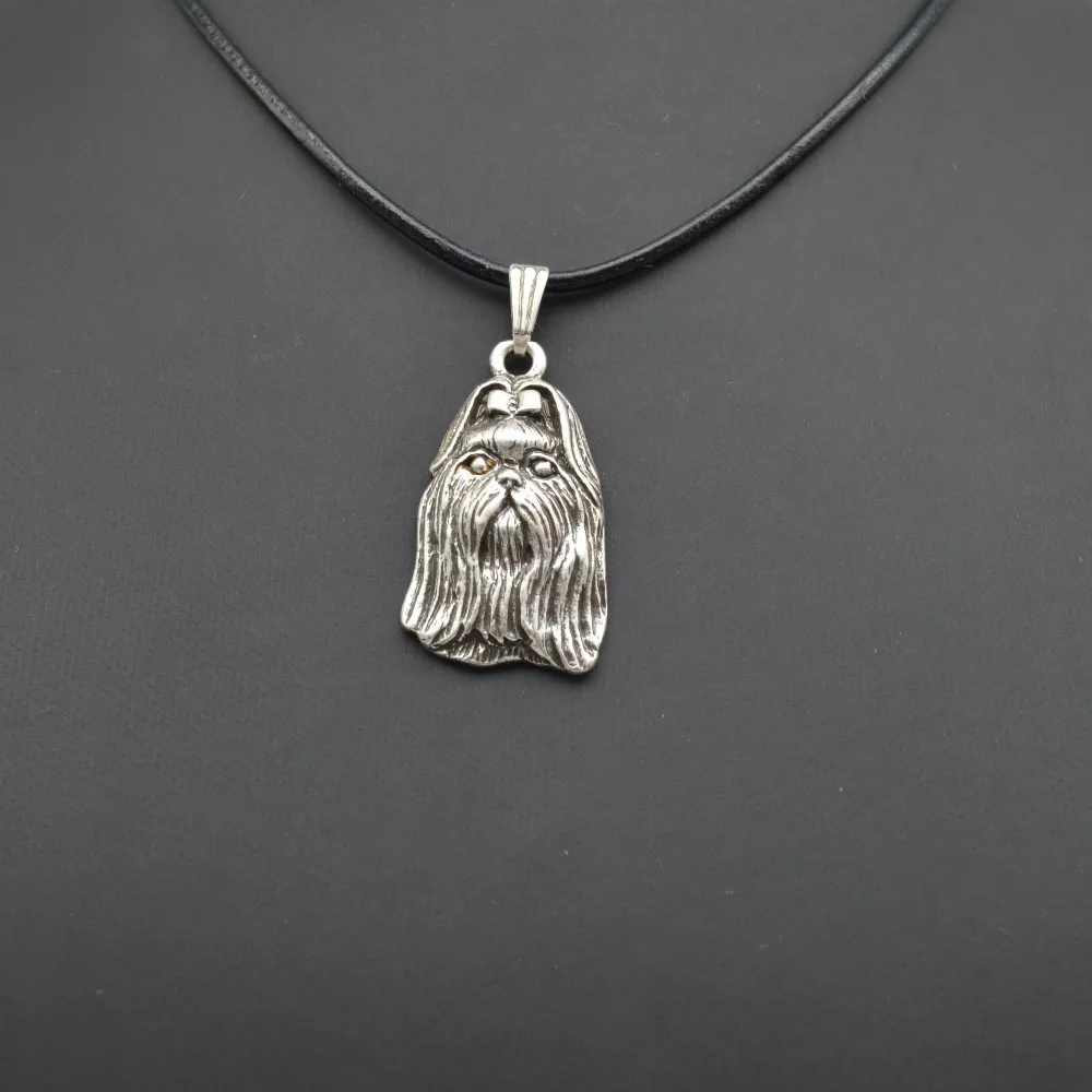 Модное милое винтажное 3D ожерелье с подвеской в виде собаки Shih Tzu Longhaired женское