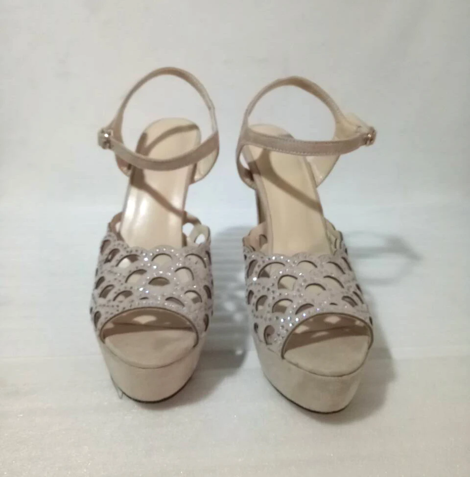 Sexy Ladies Platform Crystal Drilled Sector Hollow Out Open toe Sandals Women Female Ankle Strap Stiletto High Heels Shoes | Обувь