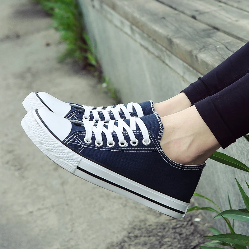Женская Вулканизированная обувь в Корейском стиле простая парусиновая высокого