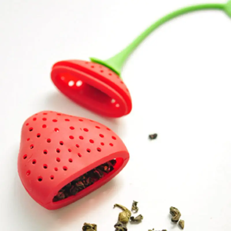 200 шт./лот Силиконовый Фильтр в виде клубники ситечко для заварки трав специй