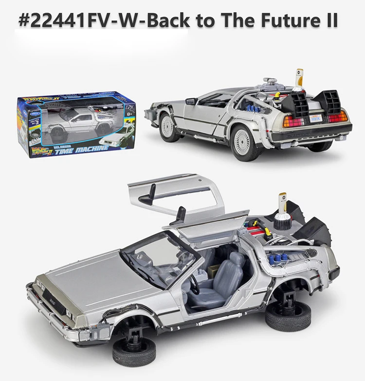 BackToTheFuture2 Fly WELLY 1:24 Сплав Классический литья под давлением автомобилей delorean Back to The Future часть 1/2/3 DMC-12 металлическая модель игрушка автомобиля для детей подарки коллекция - Цвет: BackToTheFuture2 Fly