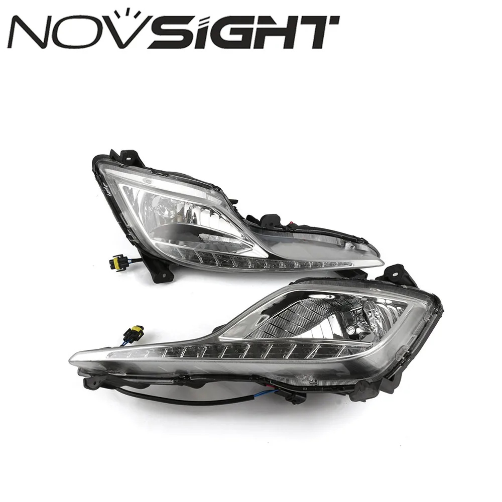 NOVSIGHT 2 шт./компл. автомобиля светодиодный DRL Дневной светильник s дневного вождения светильник белого цвета для hyundai Sonata 8 2013- D20