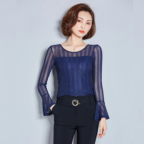 Женская ажурная блузка с длинным рукавом белый облегающий топ открытыми плечами