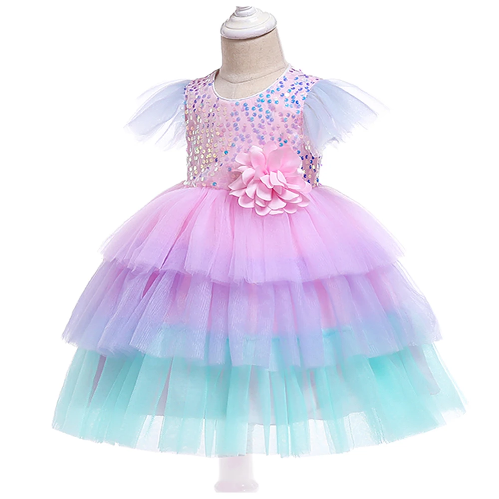 Новые детские платья для девочек; летнее платье принцессы; vestido infantil; платье для девочек; Свадебный костюм с цветами для От 1 до 5 лет; одежда для детей