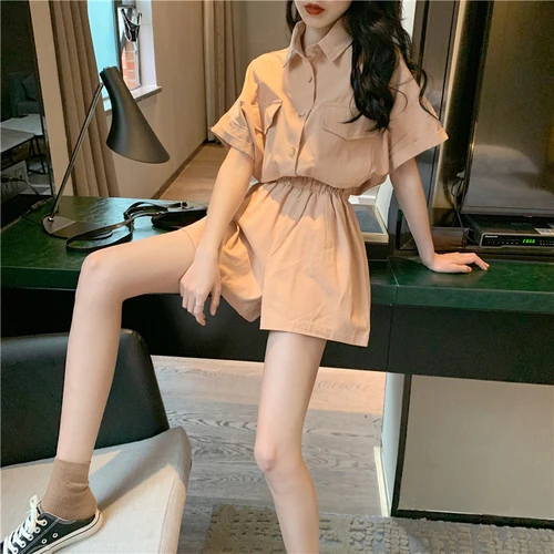 Блузка и шорты женские свободного покроя повседневный модный шикарный комплект