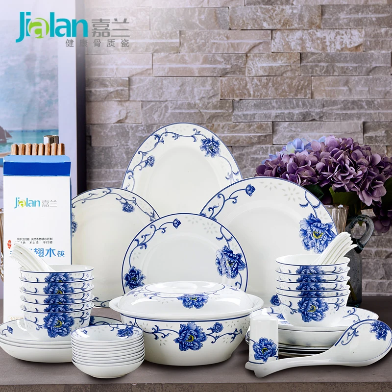 

Гирлянда глазурованная посуда 22/56 голова китайской сине-белой фарфоровой посуды набор костяной фарфоровой посуды