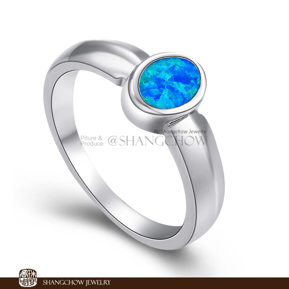 

New! Vintage in Fashion Jewelry Blue Fire Opal 925 Sterling Silver women's Ring RP0009