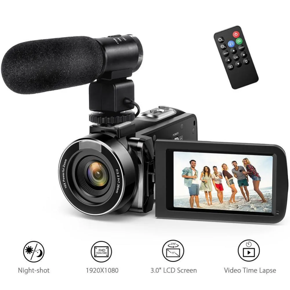 HD 1080P ночное видение ЖК сенсорный экран видеокамера 16X зум 24MP Цифровая видеокамера пульт дистанционного управления широкоугольный объектив/микрофон камера s