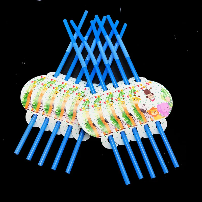 10 шт./лот одноразовые соломинки для сафари Животные украшения дня рождения тема