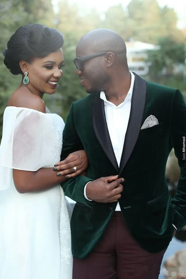 Изготовленный На Заказ бархатный мужской зеленый Блейзер жениха свадебное