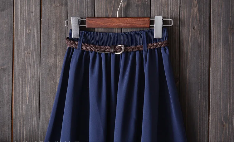 Летняя женская юбка с поясом 2019 модная Корейская плиссированная трапециевидная