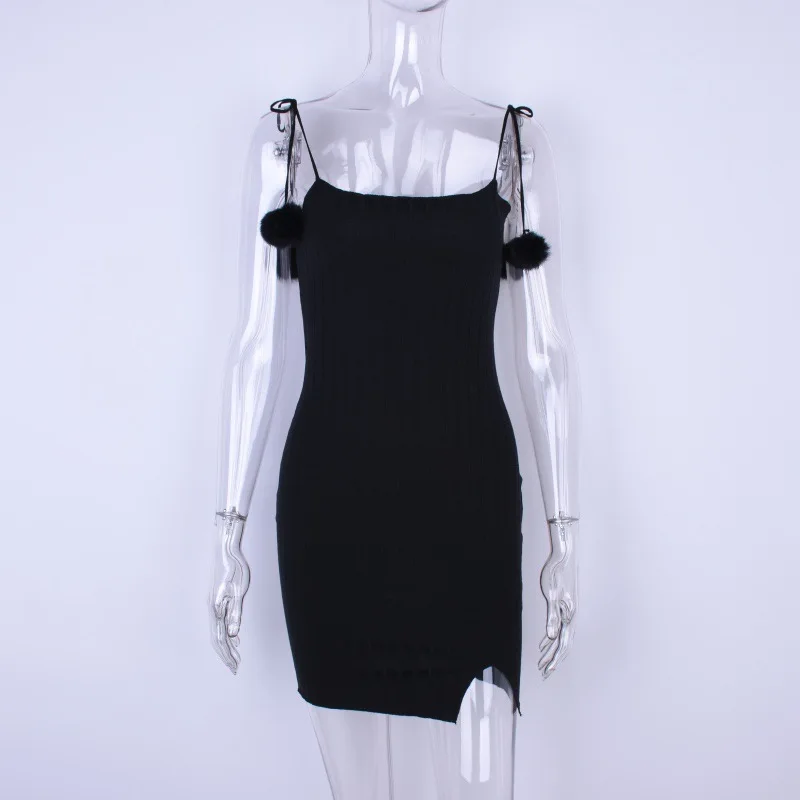 2018 кролик Мех животных мяч Спагетти ремень Для женщин милый черный