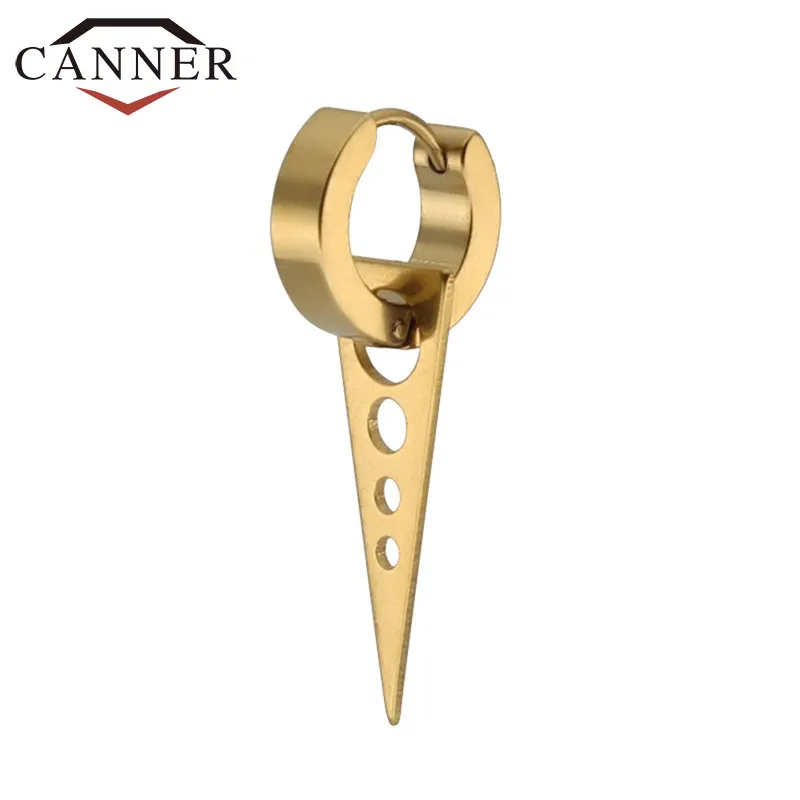 Золотой цвет CANNER 1 шт. унисекс Мода хип-хоп титановая сталь серьги-кольца треугольные серьги в стиле панк-рок для мужчин и женщин TW - Окраска металла: Золотой цвет