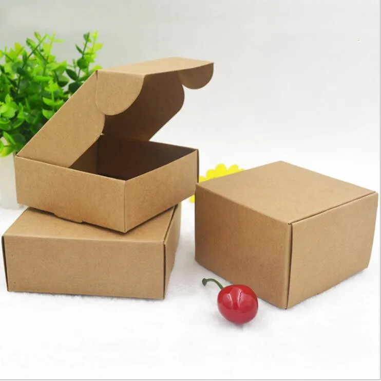 100 шт./лот коробка из натуральной крафт-бумаги разных размеров для вечерние