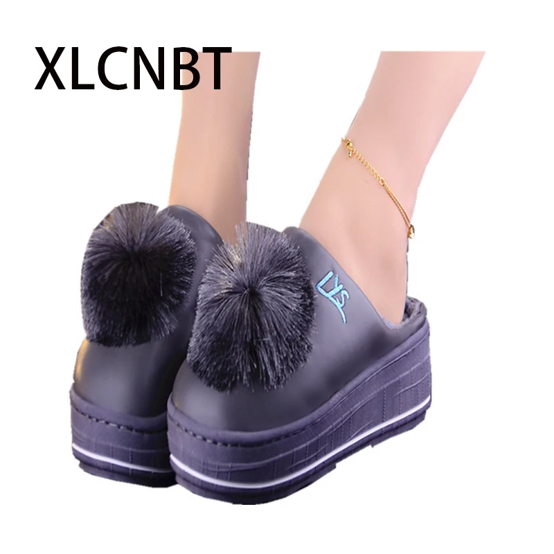 Зимние теплые домашние тапочки с подсолнечником Женские зимние на платформе и